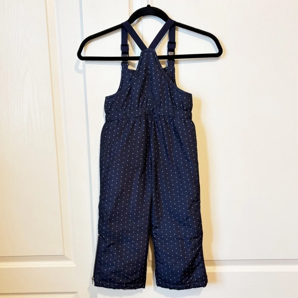 Gap Girl's Snow Bib Overalls Navy with Polka Dots Size 3 Years Toddler